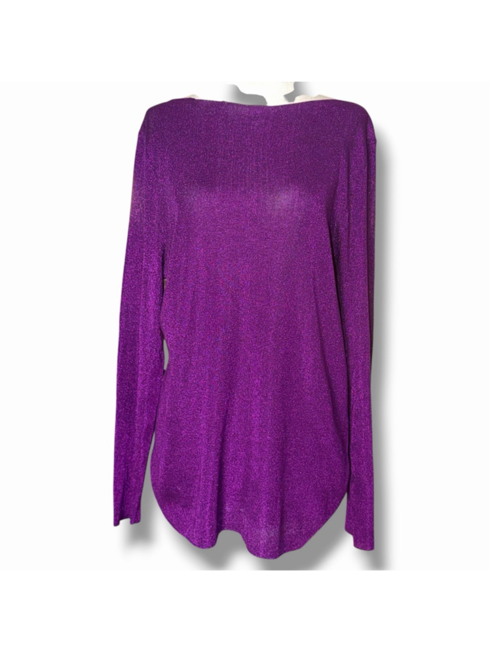 The Fold London Belleville Viscose Boat Neck Metallic Purple Long Sleeve Top XL